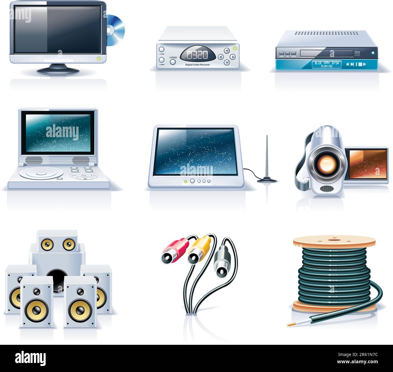 Satz detaillierter Symbole für Haushaltsgeräte Stock Vektor