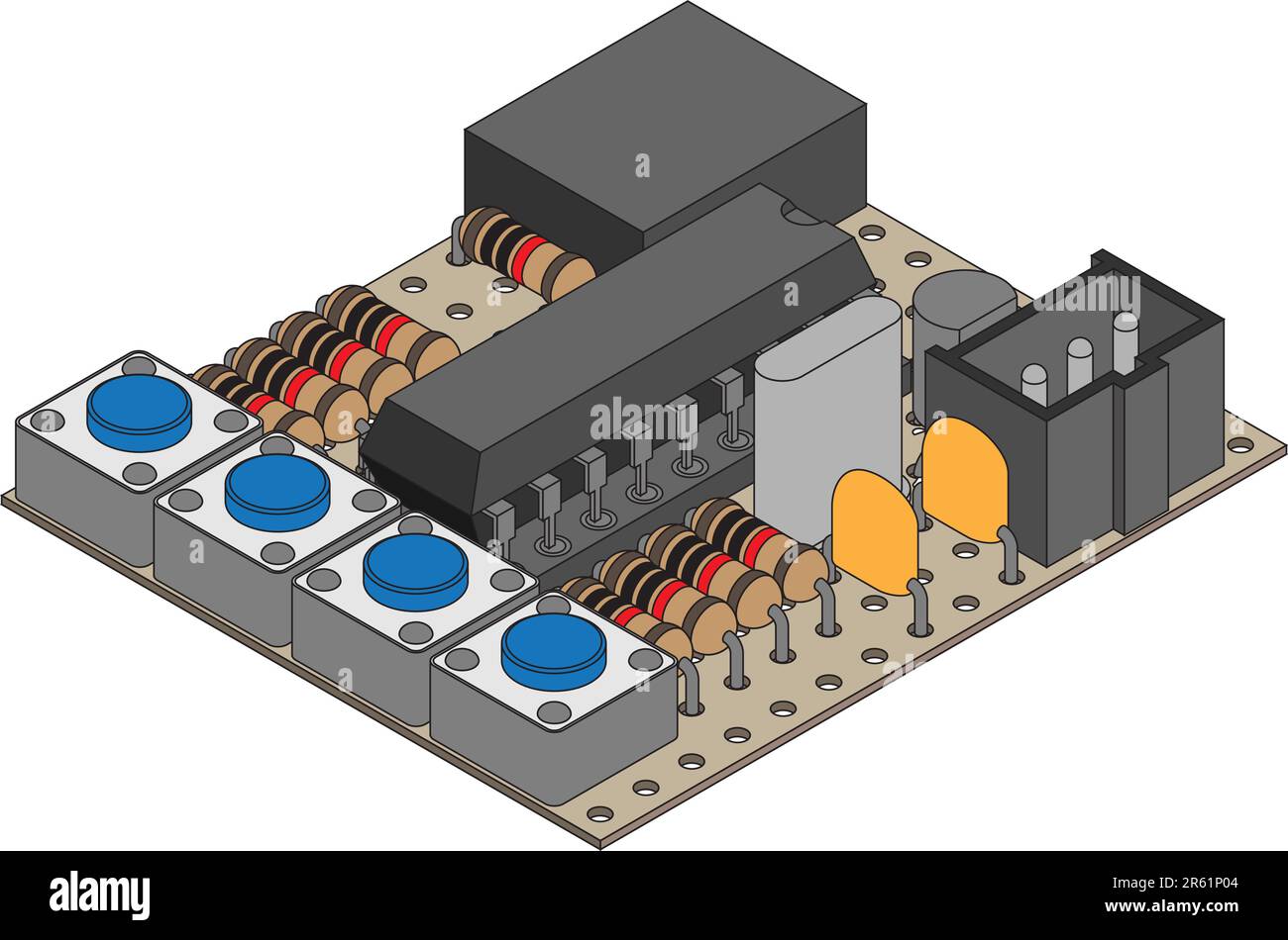 Mikrocontroller-Projekt mit elektronischen Teilen Stock Vektor