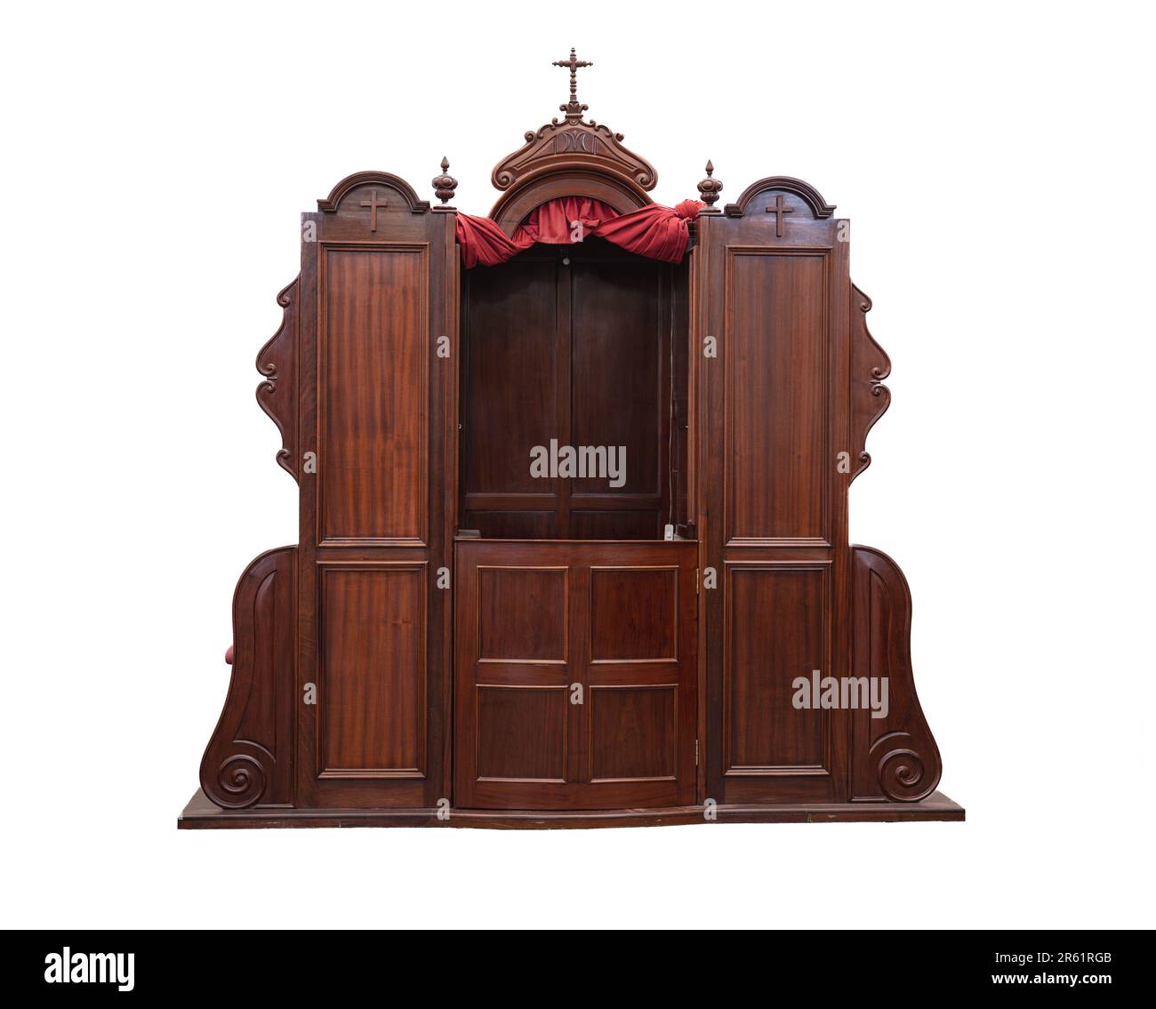 Ein alter hölzerner Beichtstuhl in einer spanischen Kirche in Las Palmas de Gran Canaria, Spanien Stockfoto