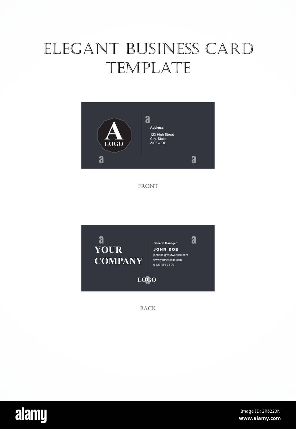 Elegante Visitenkartenvorlage. Bearbeitbare, stilvolle Visitenkartenvorlage in Marineblau für Sie. Stock Vektor