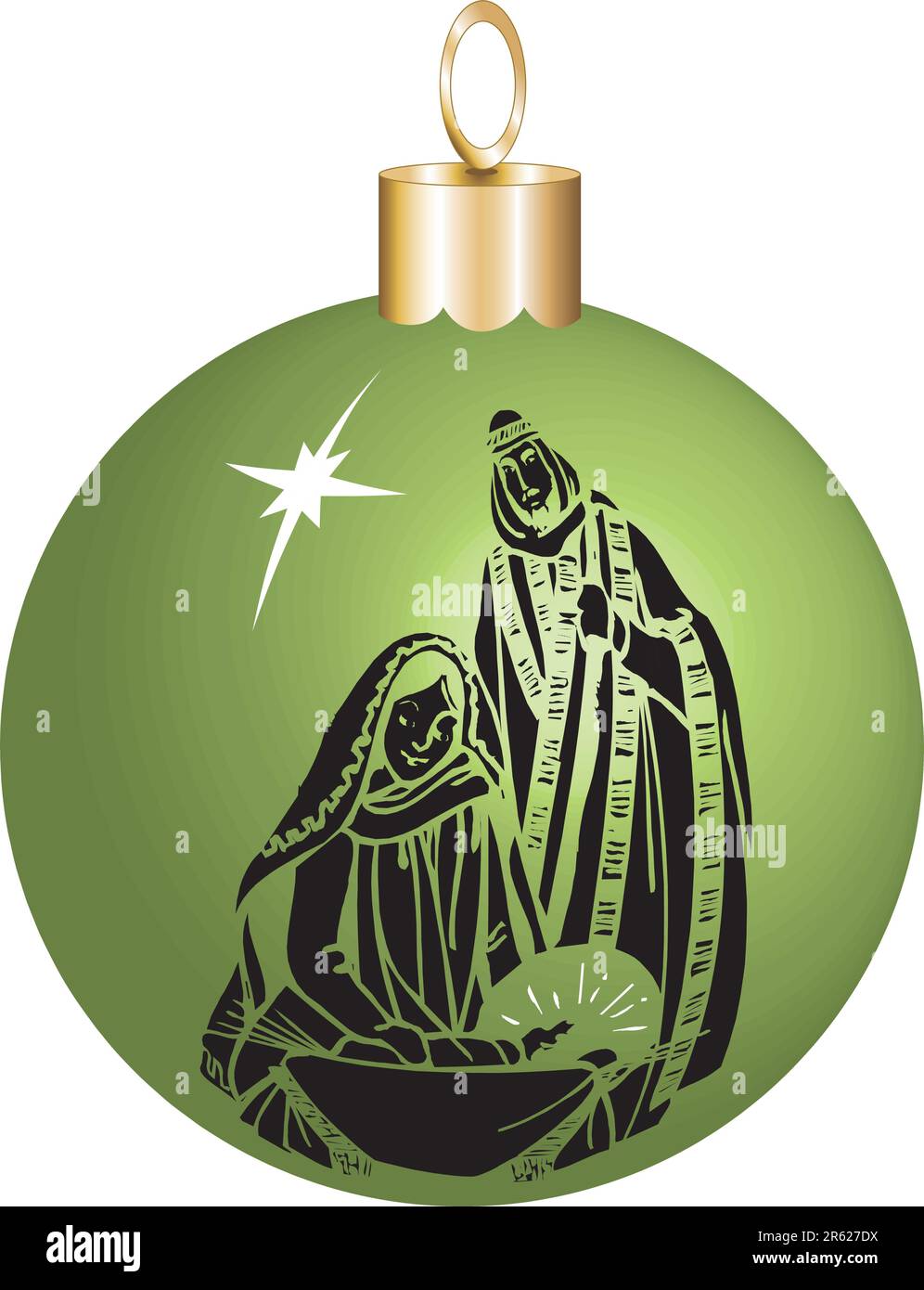 Vektor-Illustration Weihnachtsdekoration mit Baby Jesus, Maria und Joseph. Stock Vektor