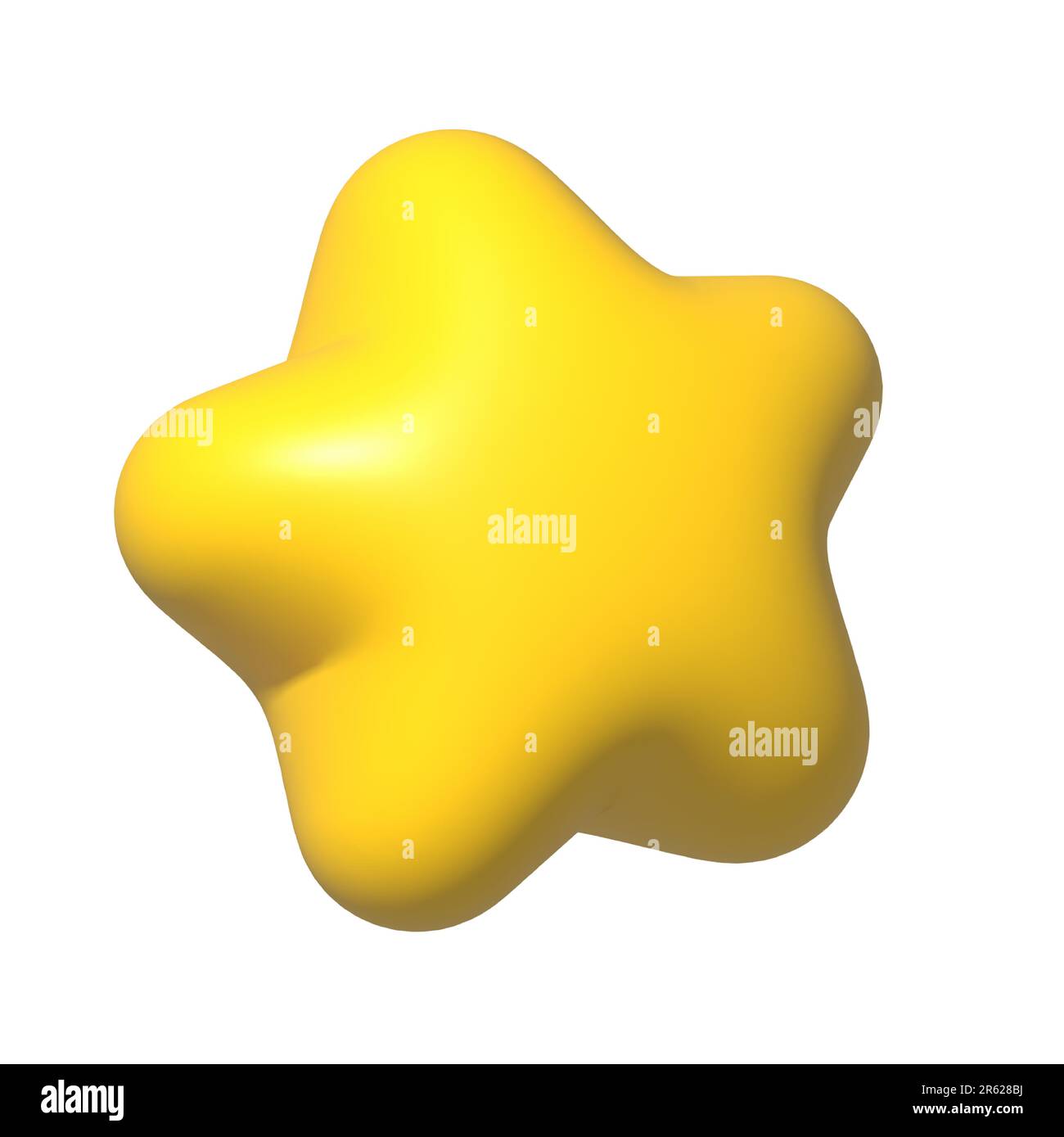 3D Rendern Sie das Sternsymbol isoliert auf weißem Hintergrund. Symboldesign für Spiele, ui, Banner, Design für App, Benutzeroberfläche, Spielentwicklung. Stockfoto