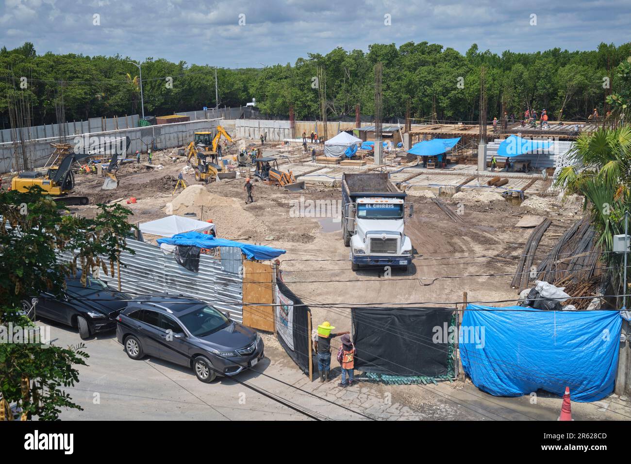 Baustelle in Puerto Morelos Yucatan Mexiko Stockfoto