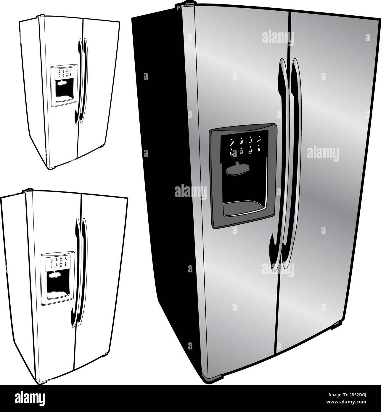 Kühlschrank isoliert auf weißem Hintergrund. Stock Vektor