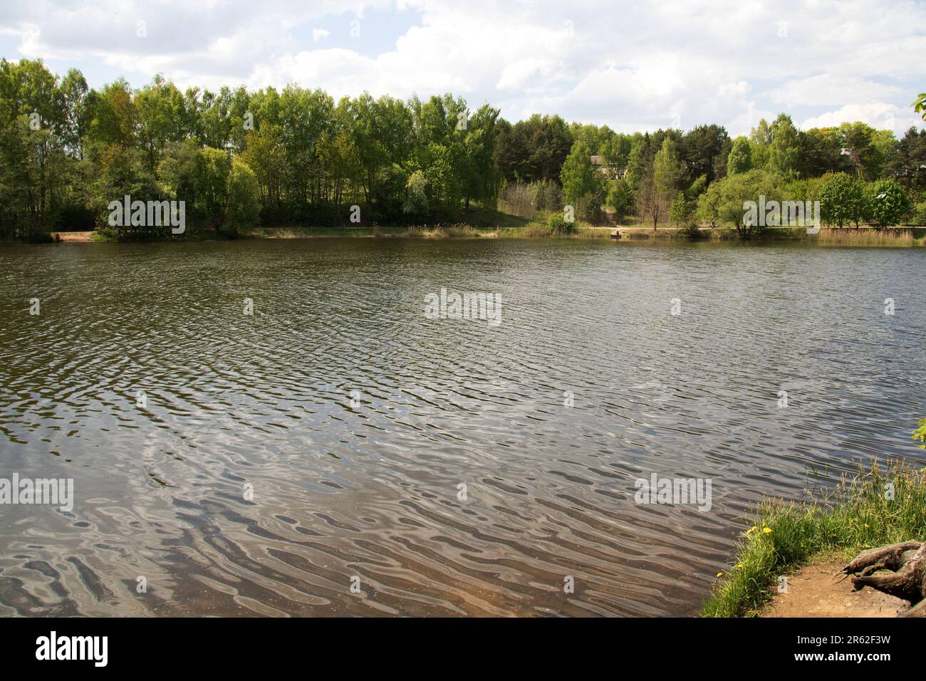 Fotoblick auf den See vom Geist des Waldhimmels mit Wolken Stockfoto