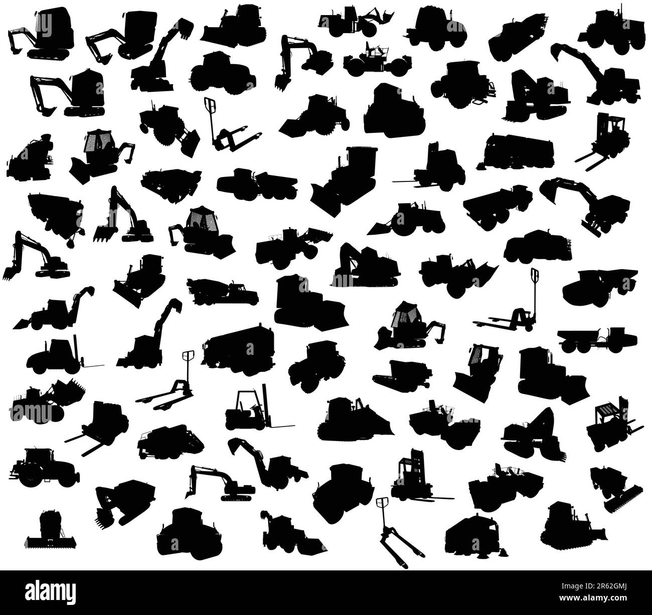 Silhouette von Baufahrzeugen Stock Vektor