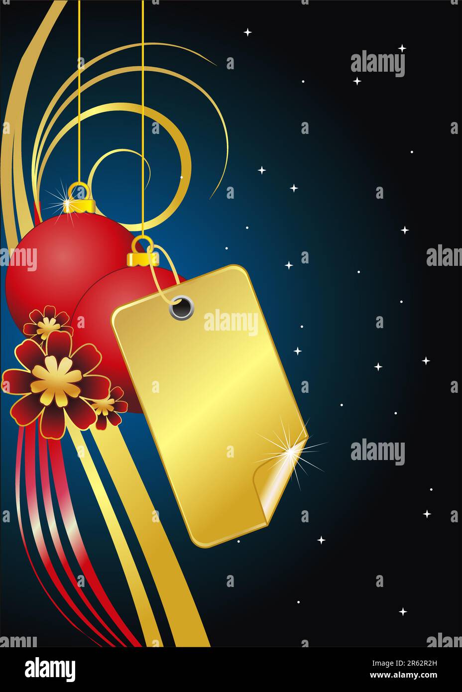 Abbildung: Vektoretikett und weihnachtsbälle Stock Vektor