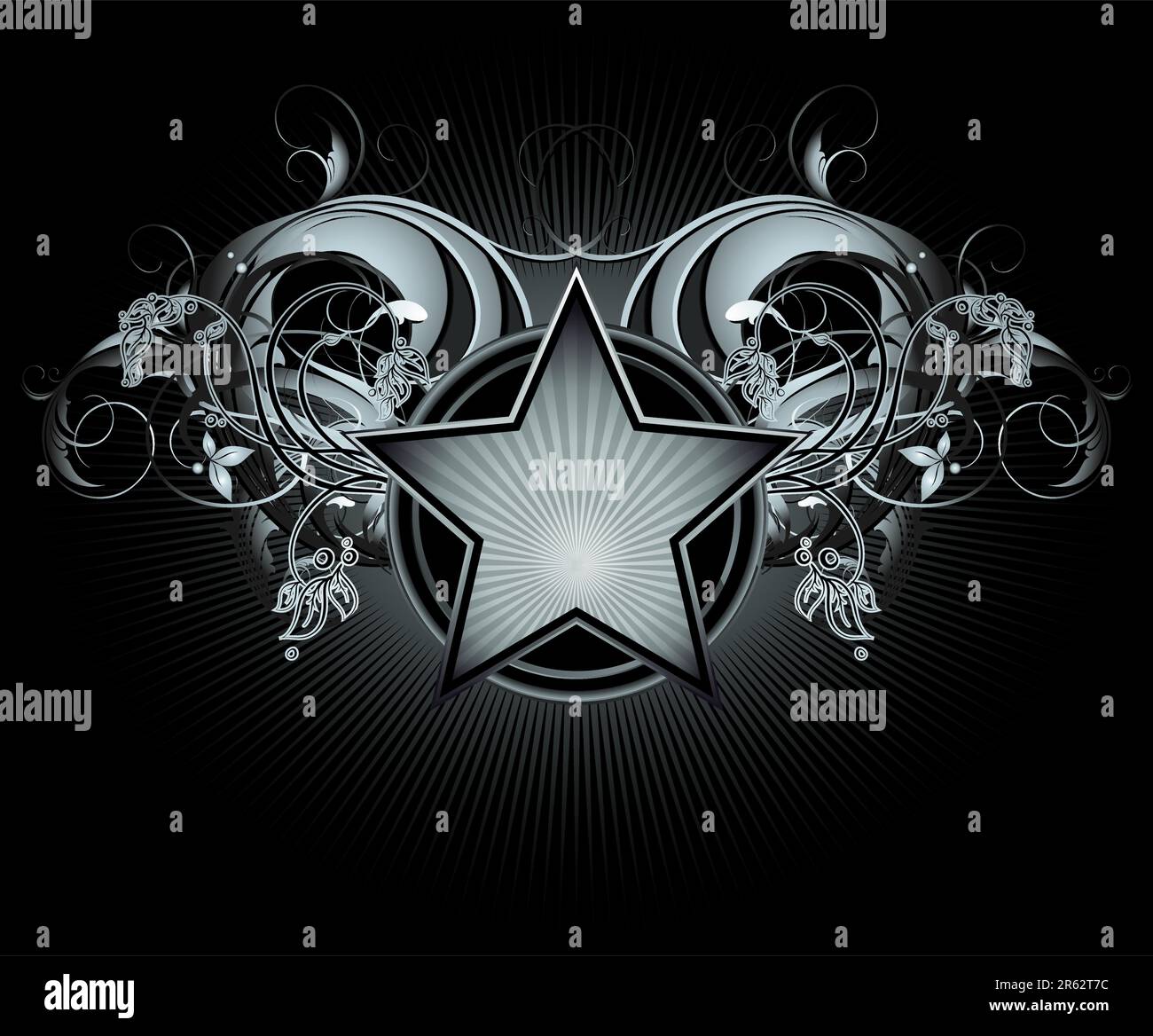 Stern mit Blumenelementen; diese Illustration kann als Designerwerk verwendet werden Stock Vektor