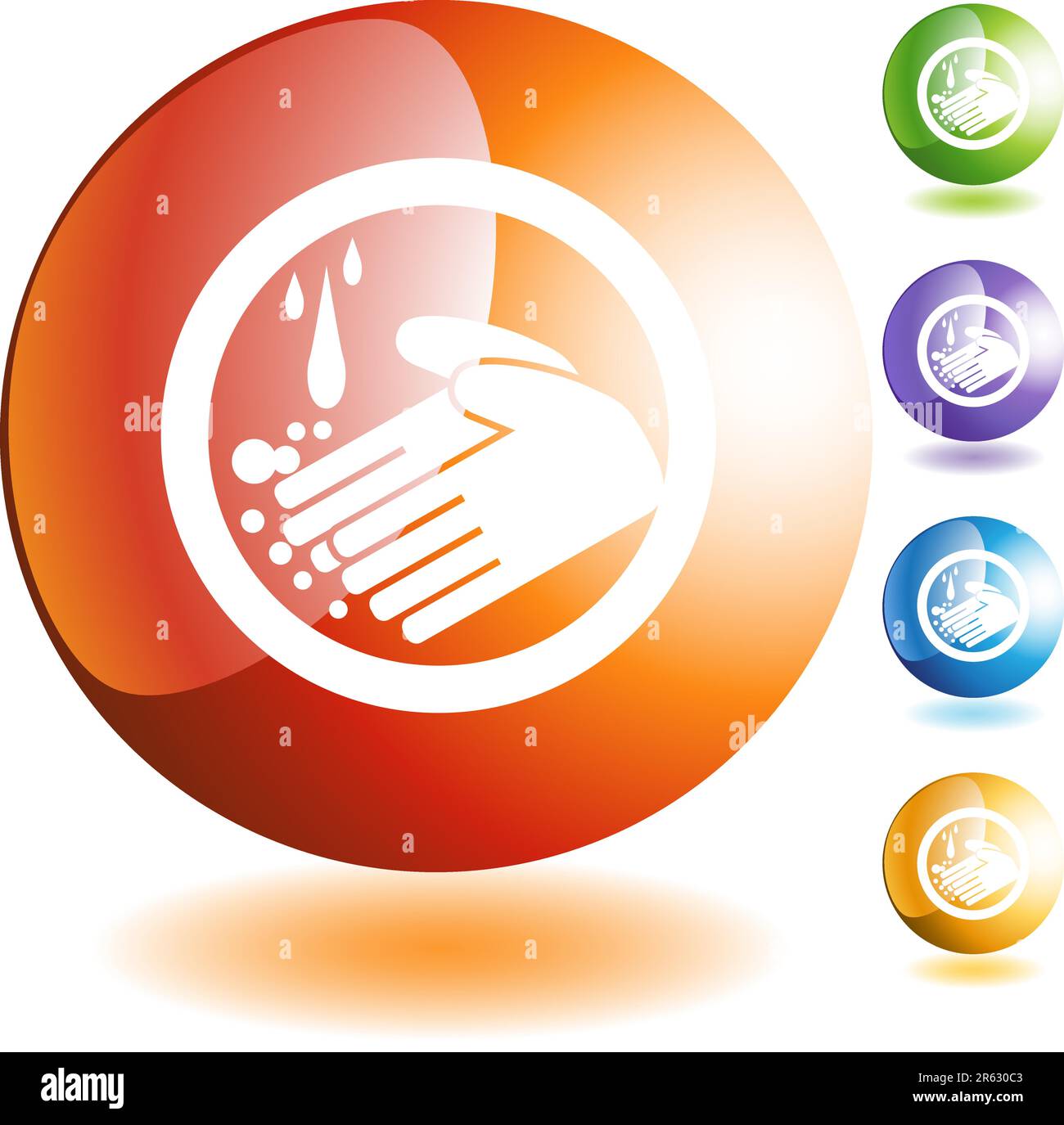 Handwaschtaste auf einem Hintergrund isoliert. Stock Vektor