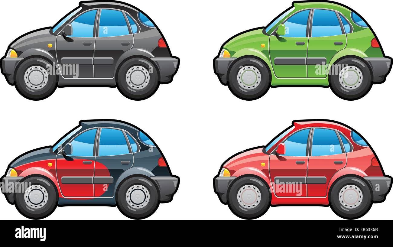 Eine Vector .eps 8-Abbildung von Autos. (Nur einfache Verläufe - kein Verlaufsgitter.) Stock Vektor