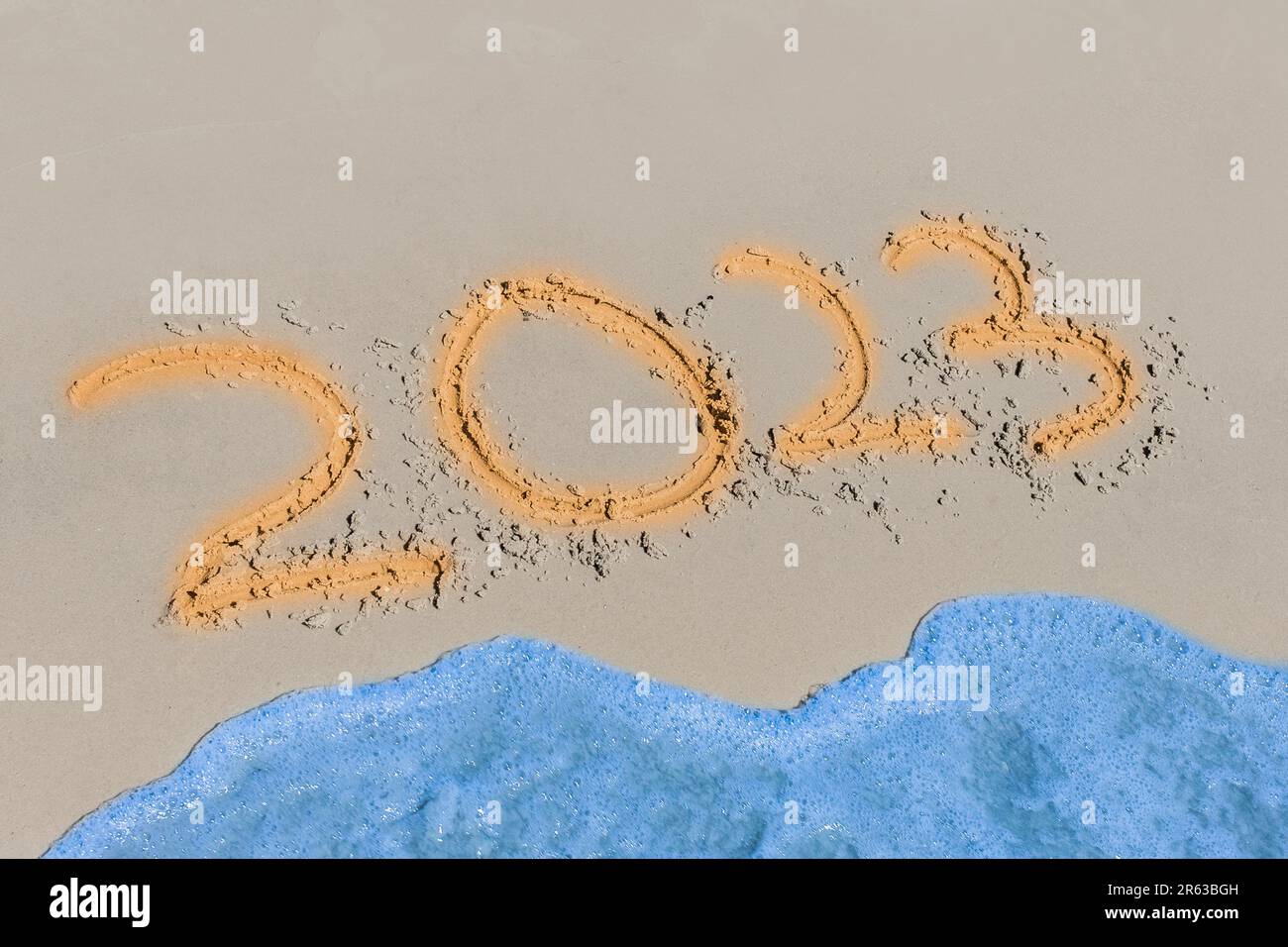 2023-Zeichen-Symbol Wort am Jahresende geschrieben. Stockfoto