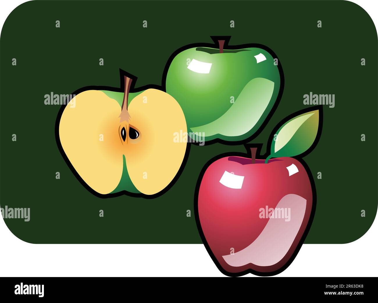 Stilisiertes Symbol von drei Äpfeln. Stock Vektor