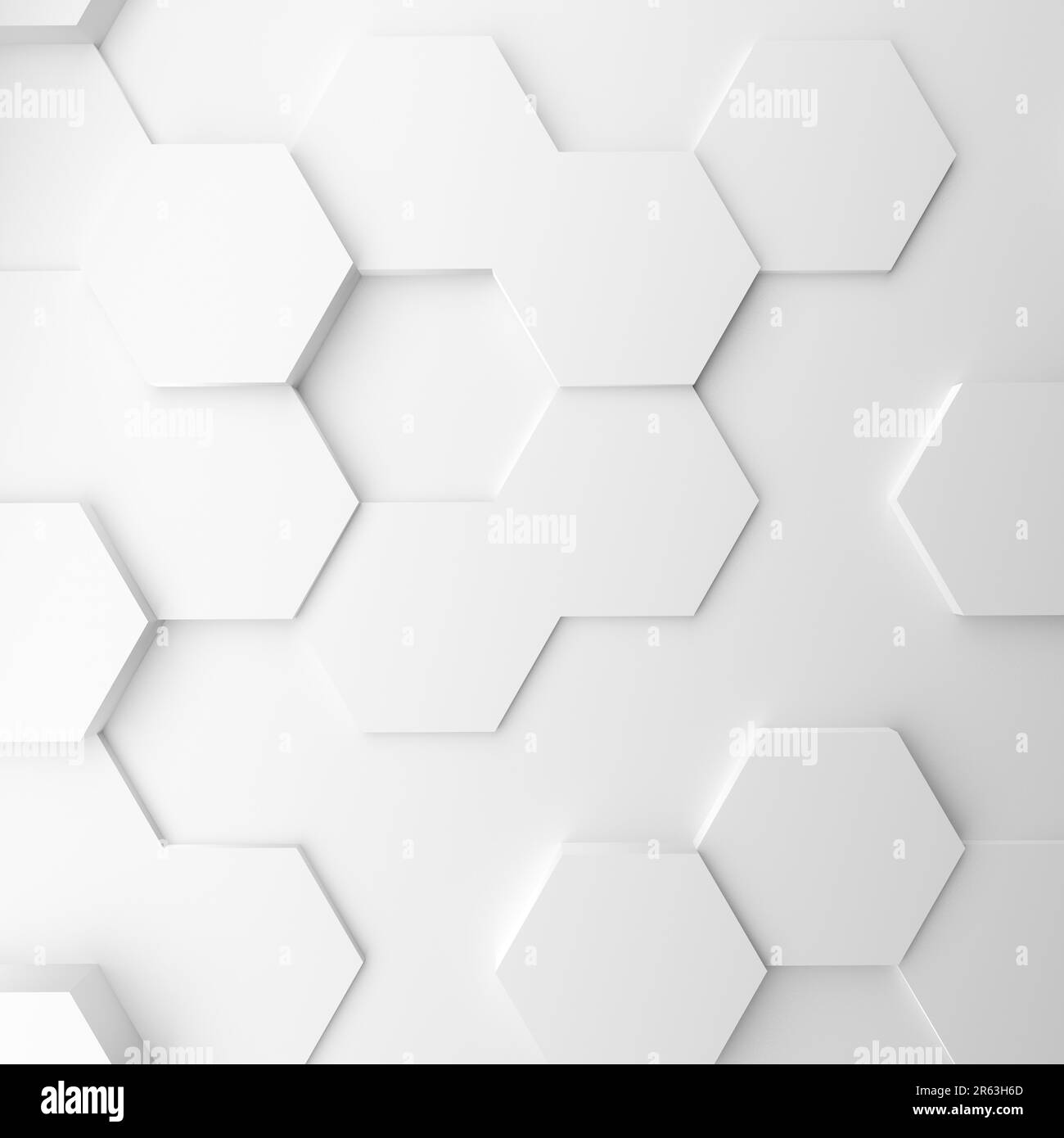 Abstrakte moderne weiße Waben Hintergrund, 3D-Rendering Stockfoto