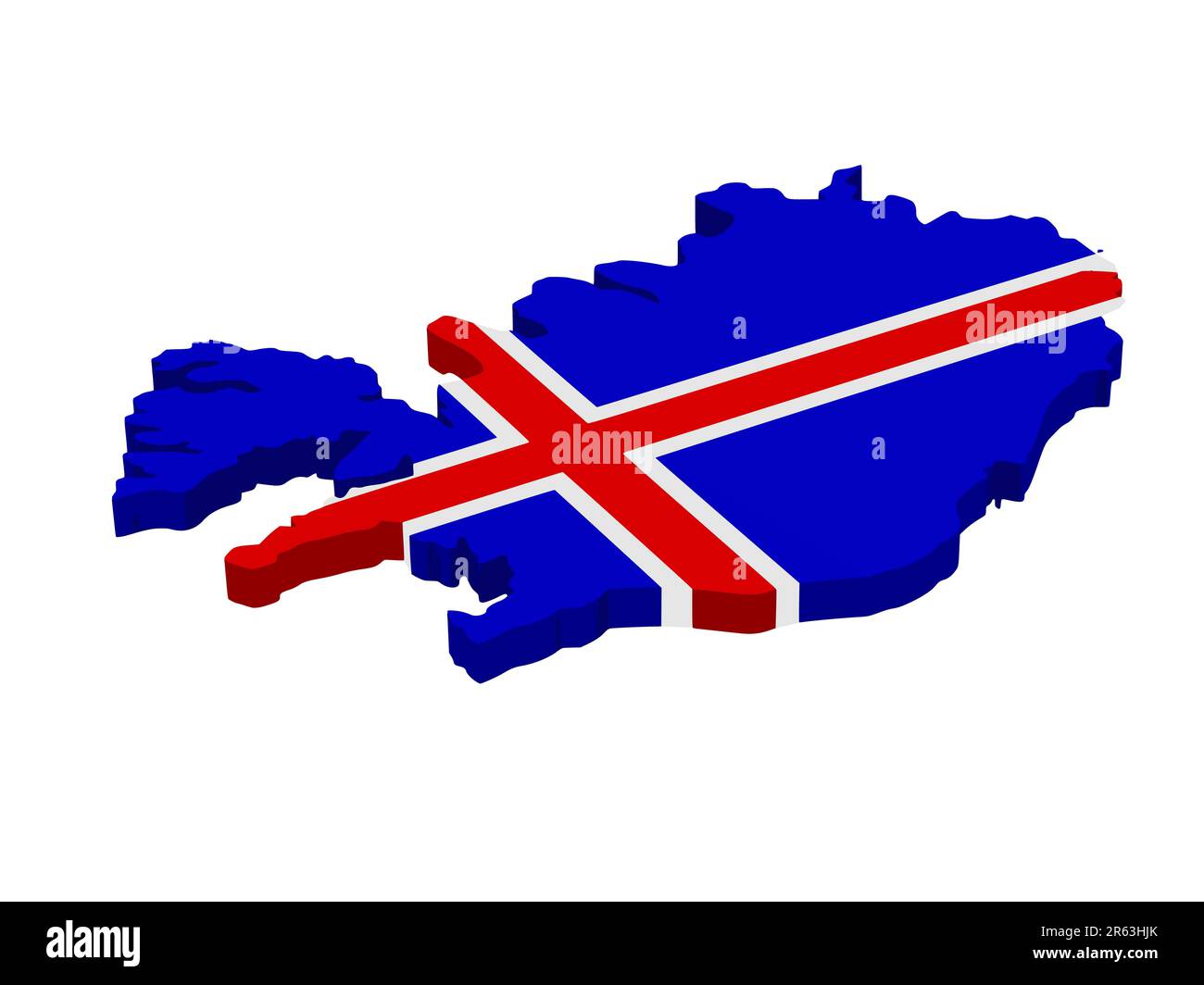 Karte von Island mit Flagge auf einem weißen Hintergrund, Vector Illustration Stockfoto