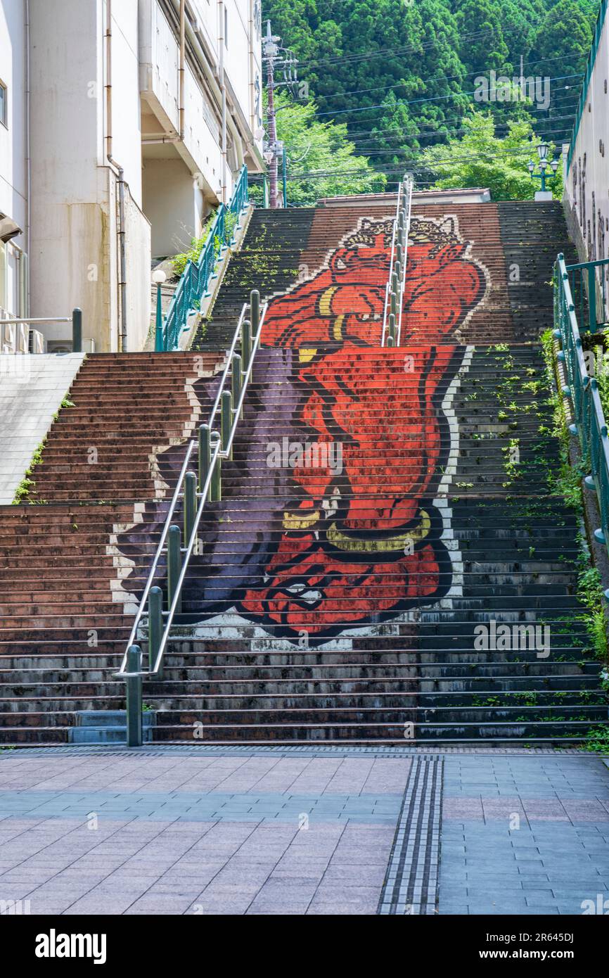 Fureai-Brücke in Kinugawa Onsen Stockfoto