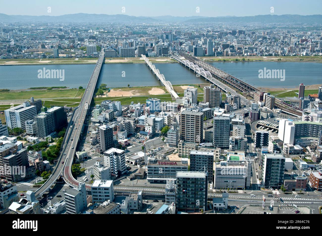 Yodo River und Osaka City Stockfoto