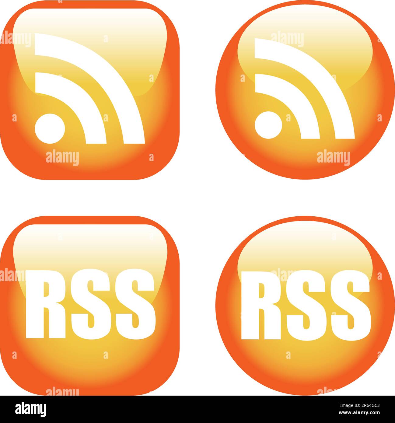 Ein farbenfroher Satz von RSS-Tasten Stock Vektor