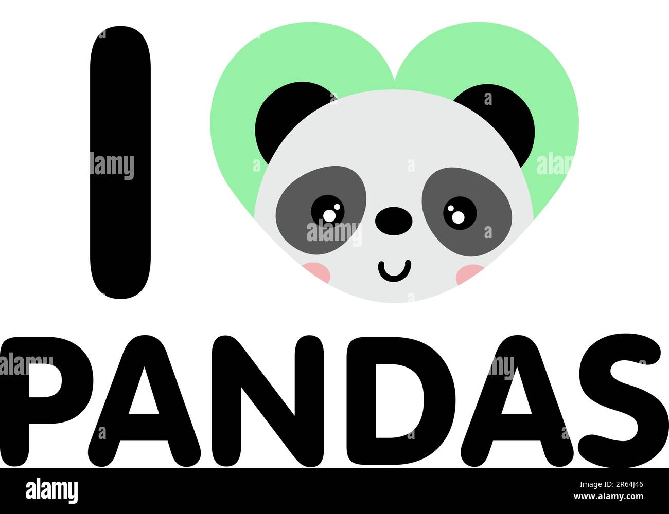 Worttext von i love Pandas Stockfoto