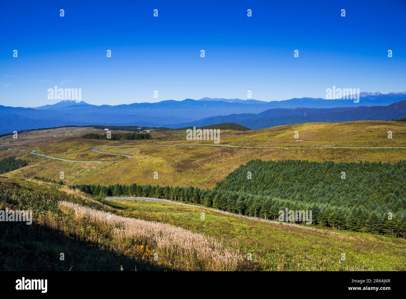 Kirigamin-Plateau und Japanische Alpen Stockfoto