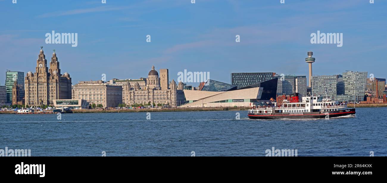 Liverpool Panorama am Ufer von Woodside, Birkenhead, Wirral, Merseyside, England, UK, CH41 6DU Stockfoto