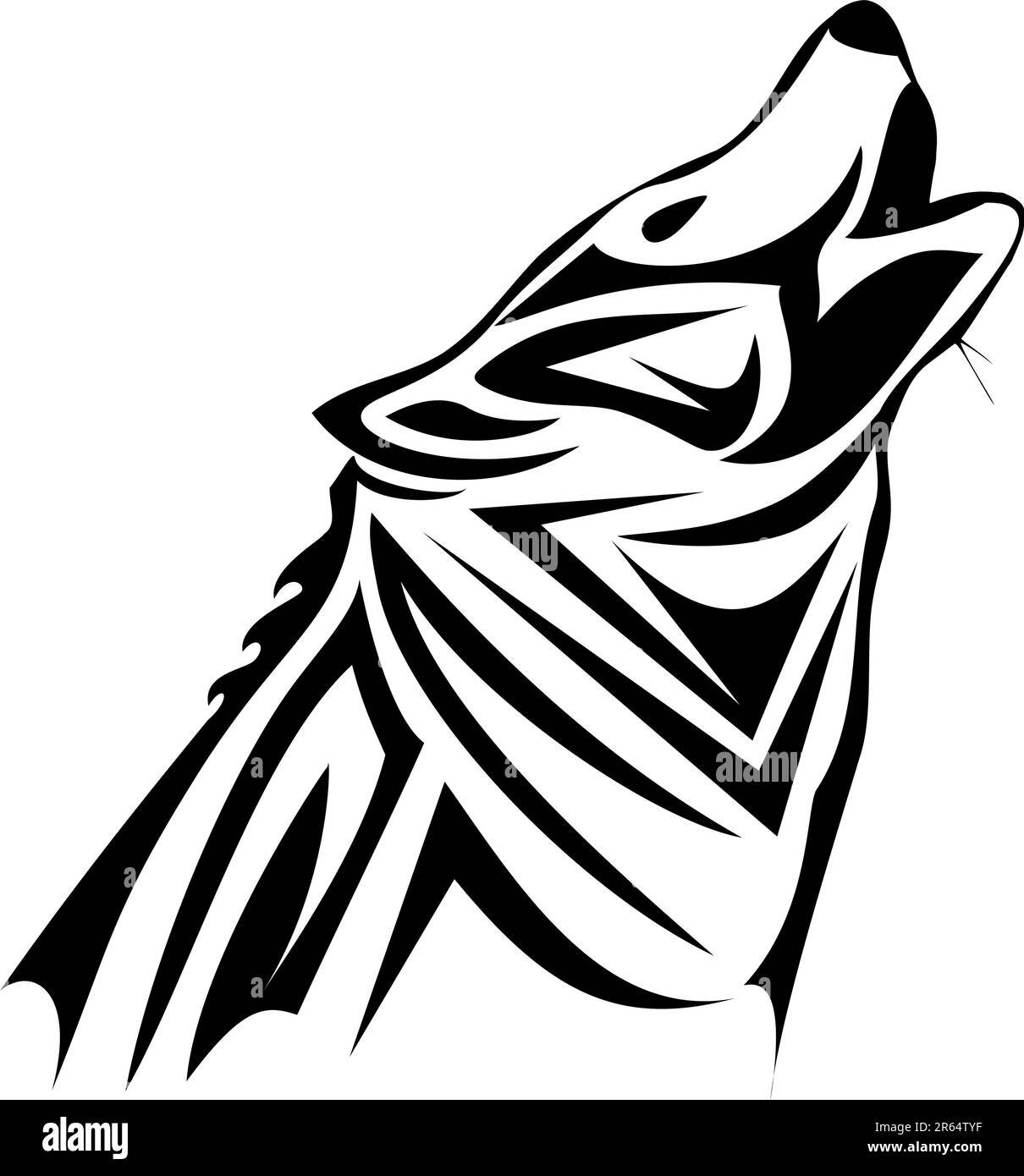 Ein Stamm-Wolf-Tattoo in Schwarz Stock Vektor