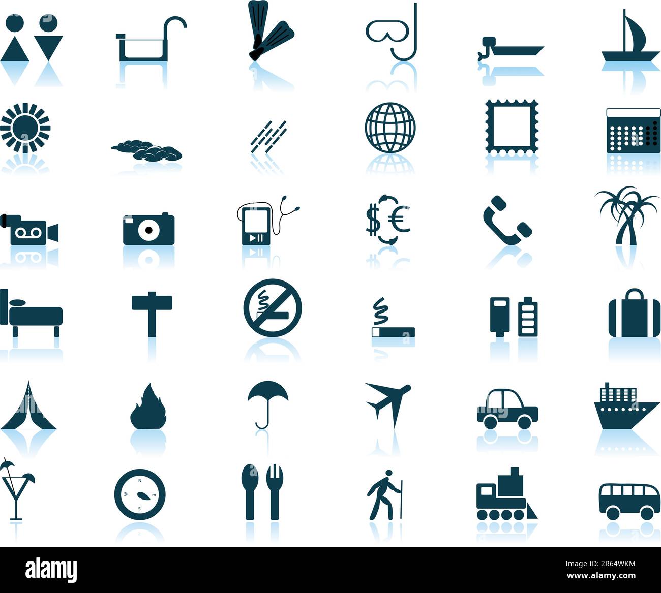 Größte Sammlung von verschiedenen Reisen Icons für den Einsatz in Web-design Stock Vektor