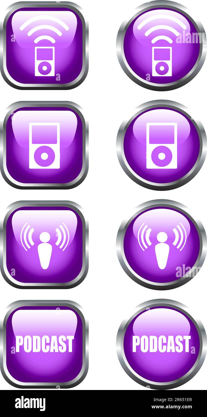 Ein farbenfroher Satz Podcast-Symbole Stock Vektor