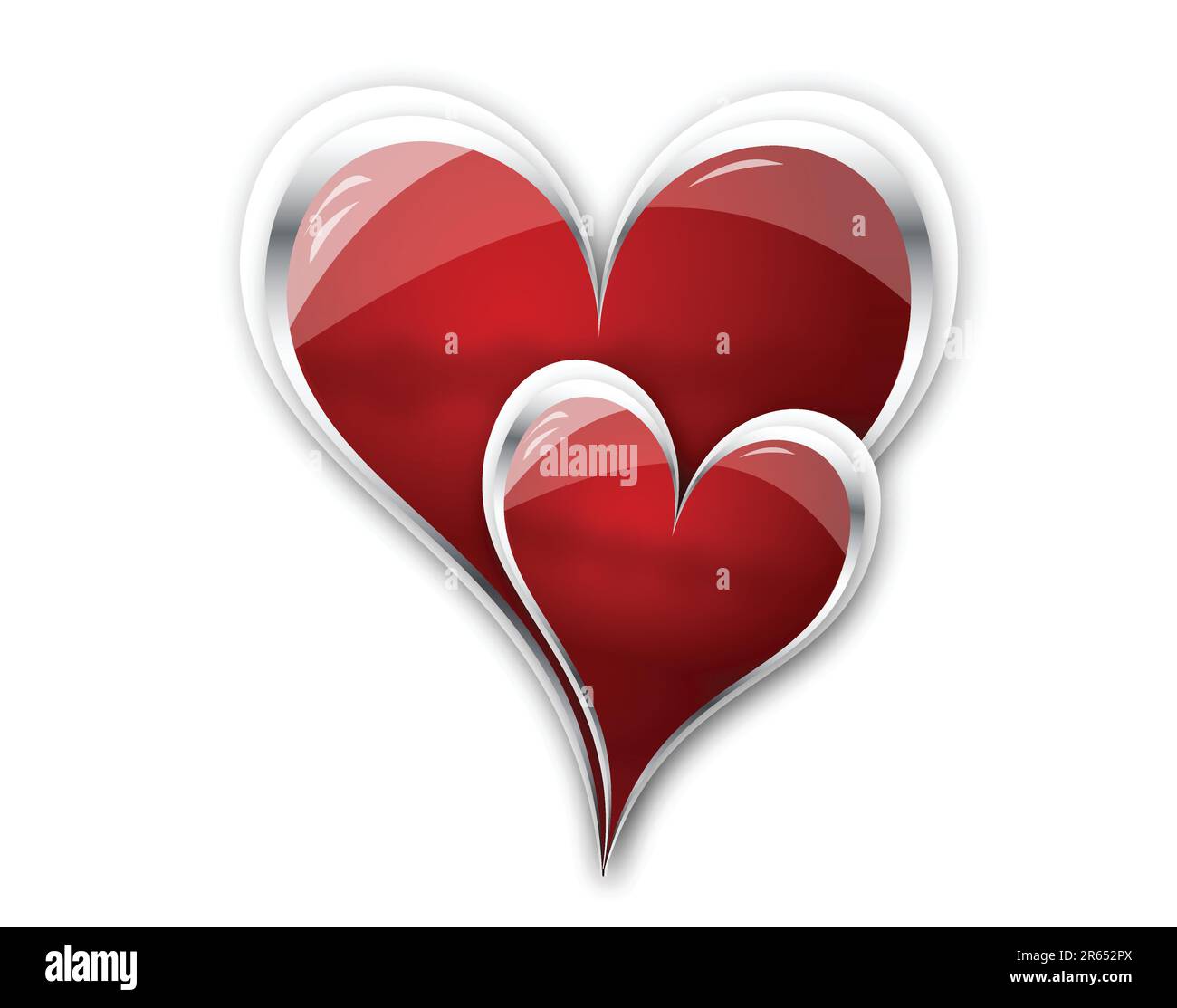 Zwei illustrierte Herzen, isoliert mit weißem Hintergrund Stock Vektor