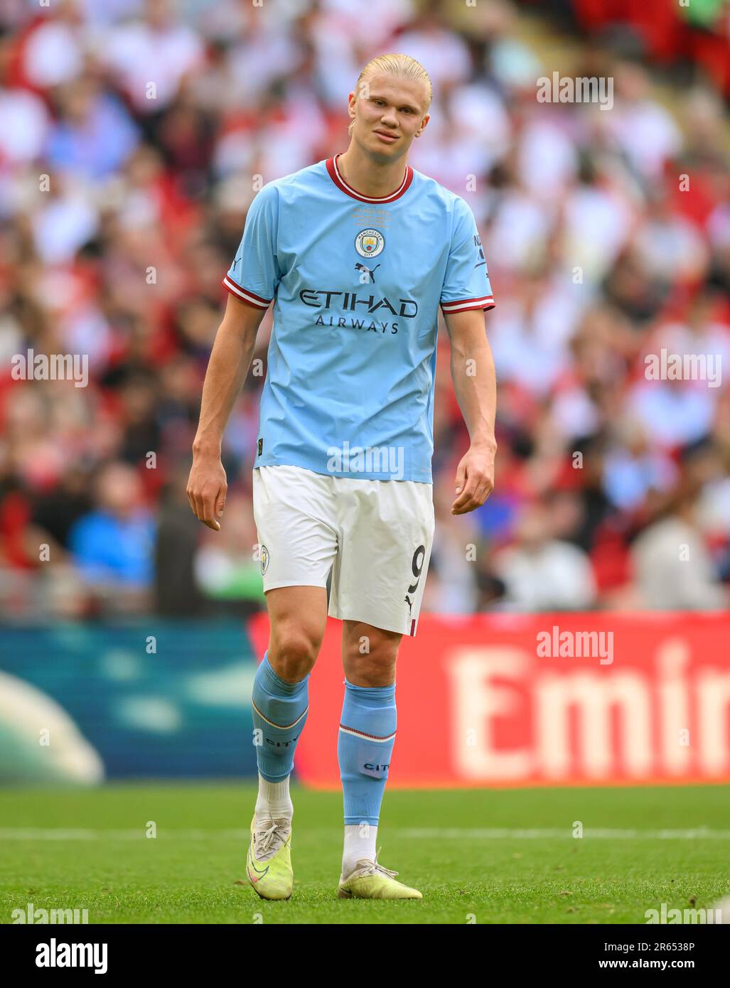 03. Juni 2023 – Manchester City/Manchester United – Emirates FA Cup Final – Wembley Stadium Manchester City Erling Haaland während des FA Cup Finales 2023. Bild : Mark Pain / Alamy Live News Stockfoto