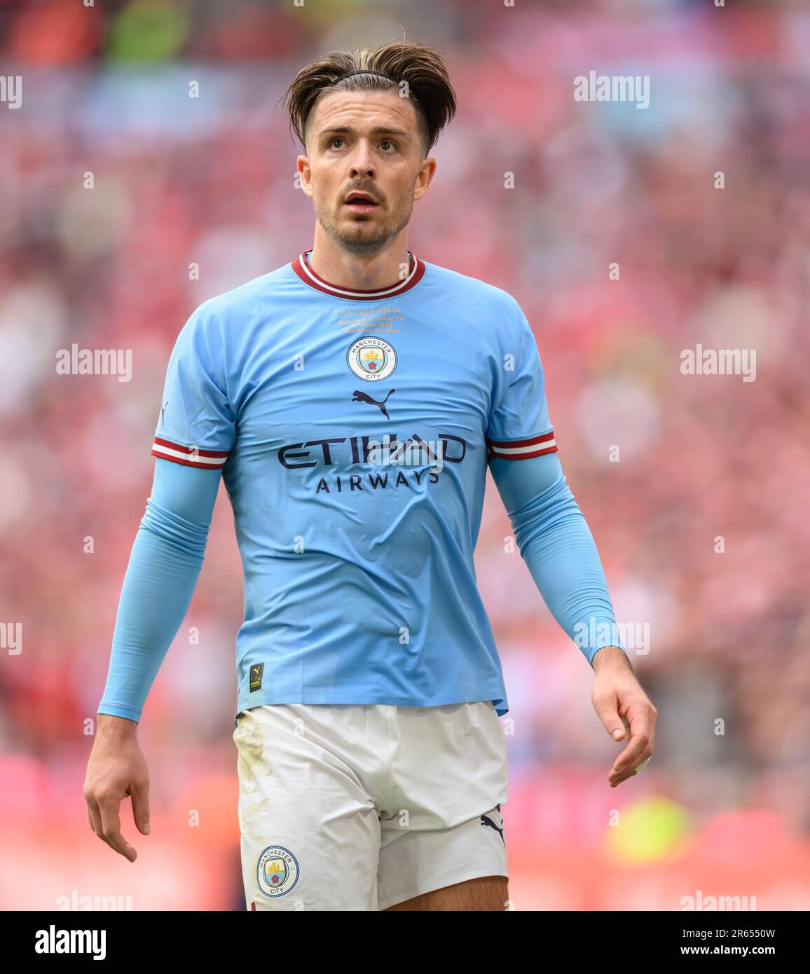 03. Juni 2023 – Manchester City gegen Manchester United – Emirates FA Cup Final – Wembley Stadium Manchester City's Jack Grealish während des FA Cup Finales 2023. Bild : Mark Pain / Alamy Live News Stockfoto