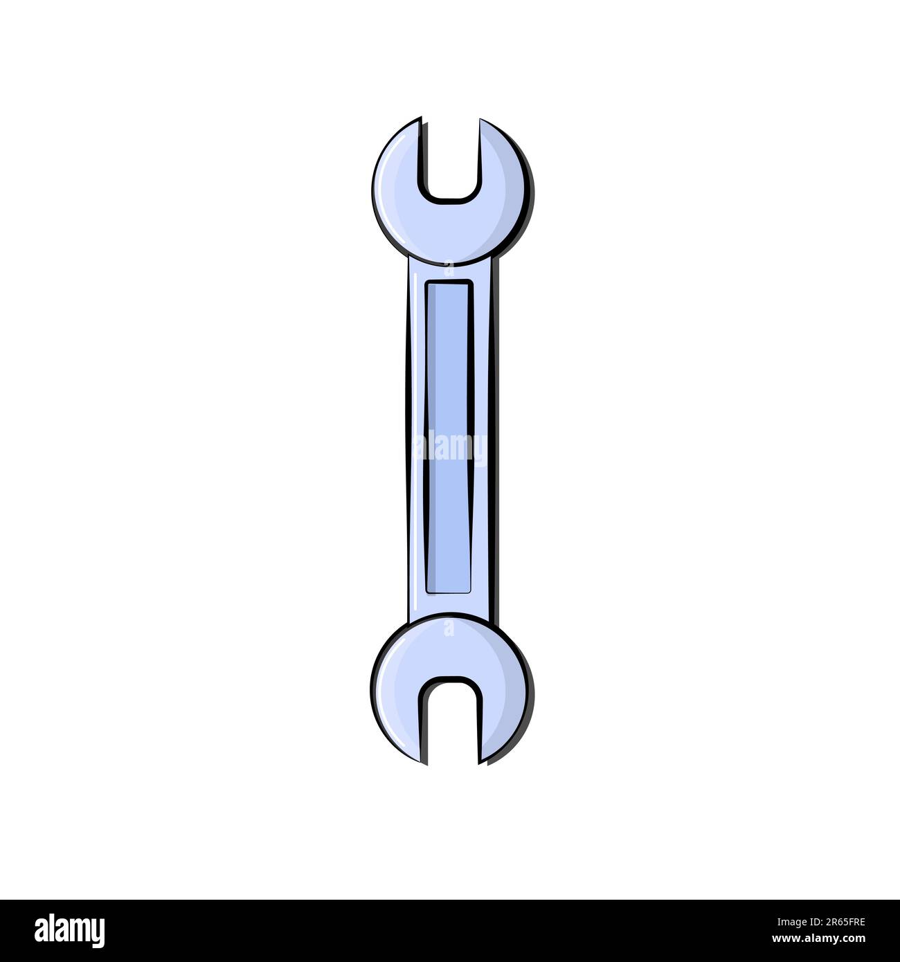 Aufbau blaues Symbol eines Zapfhahnschlüssels zum Festziehen und Lösen von Muttern und Schrauben für Reparaturen. Metallbauwerkzeug. Vektor-Illustration Stock Vektor