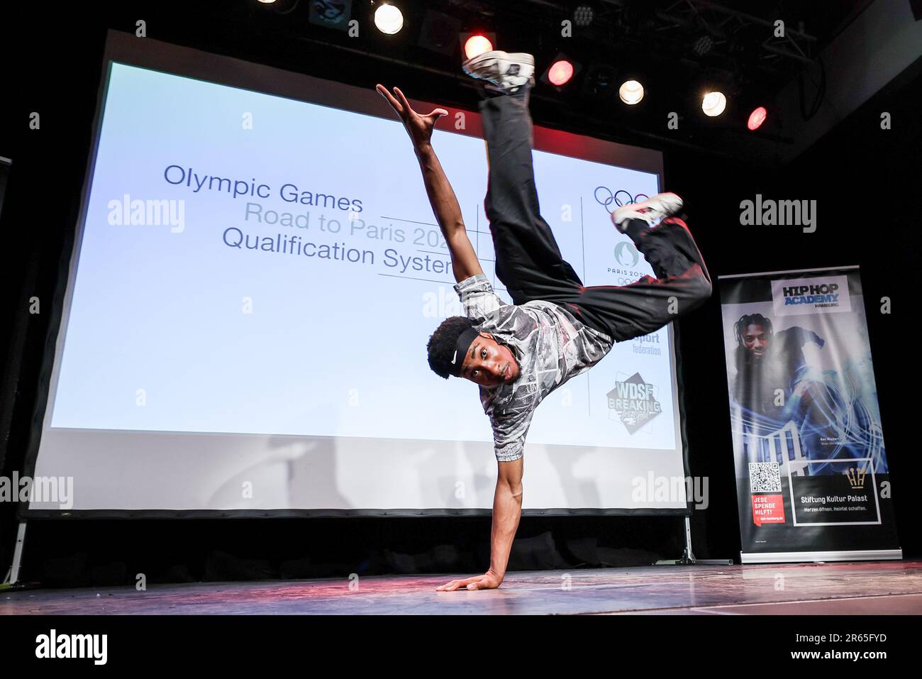 Hamburg, Deutschland. 07. Juni 2023. Noah Tete, Breakdance an der HipHop Academy Hamburg, tanzt 
