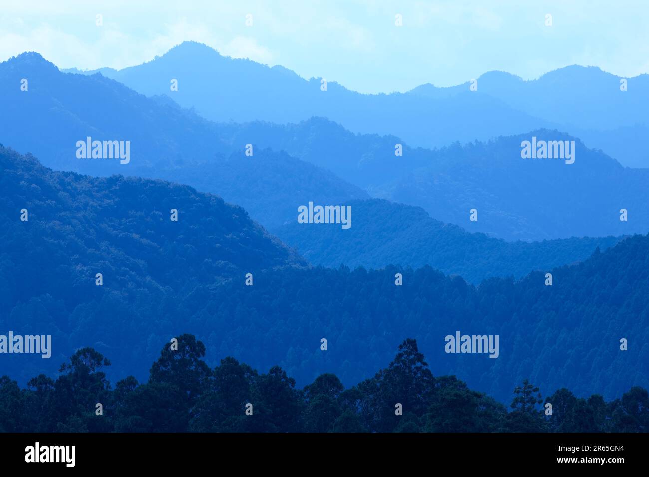 Berge rund um den Kumano Hongu Taisha-Schrein Stockfoto