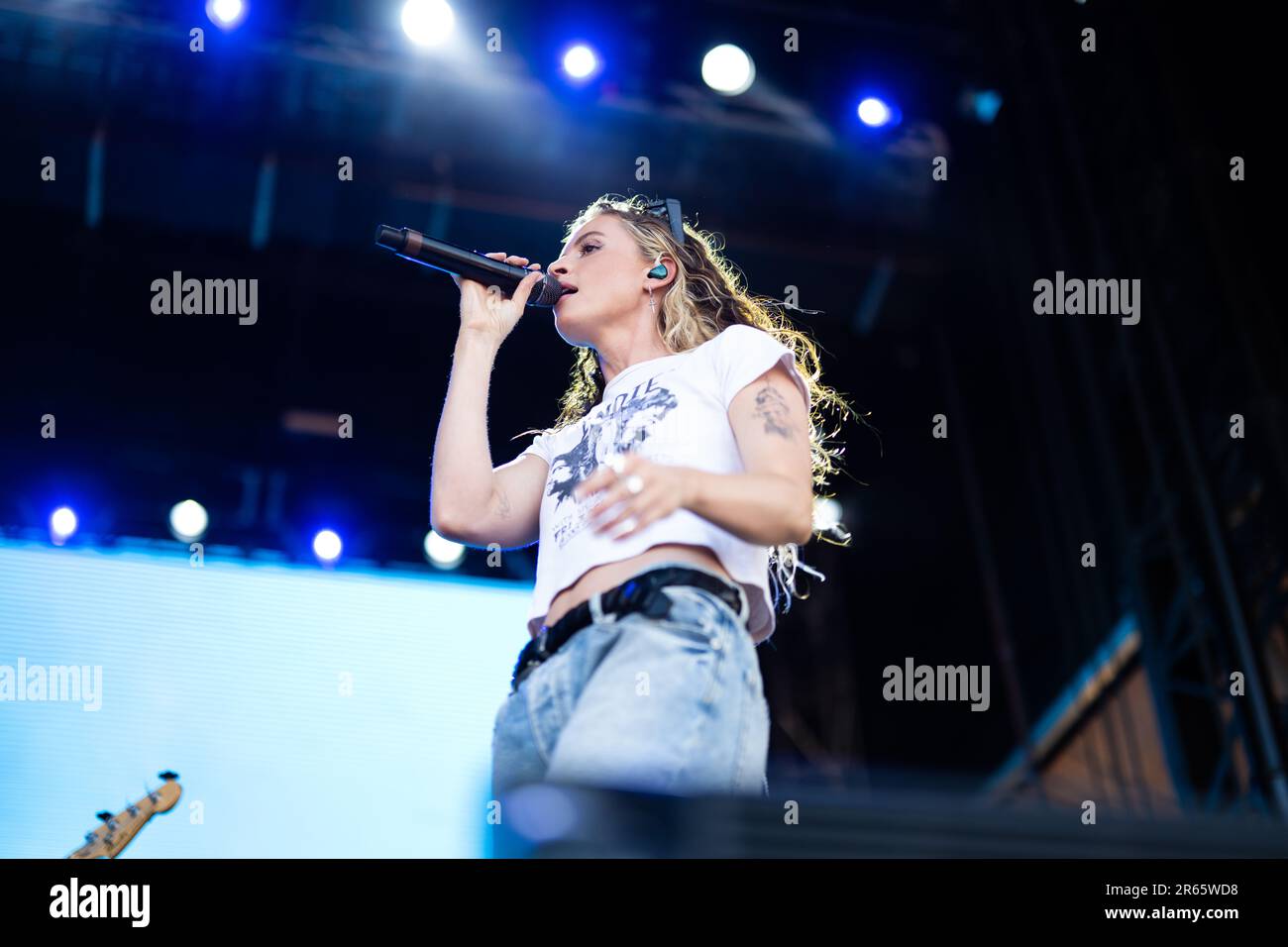 Amerikanischer Sänger und Songwriter Fletcher in einem Konzert in Boston, der in Boston anruft Stockfoto