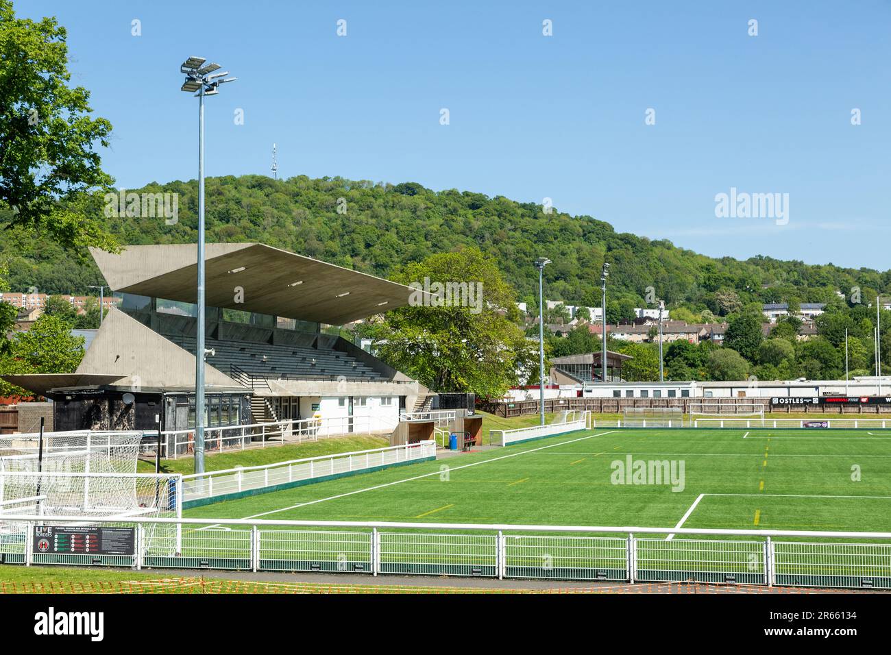 Auf dem Netherdale Football Ground finden sich Gala Fairydean Rovers Stockfoto