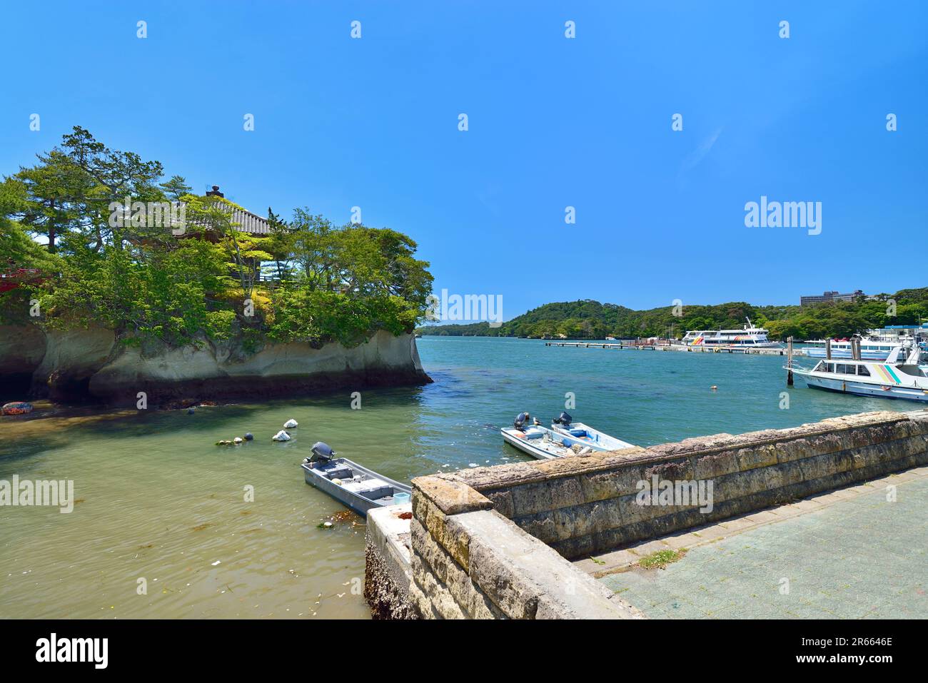 Godaido und Matsushima Bay Stockfoto