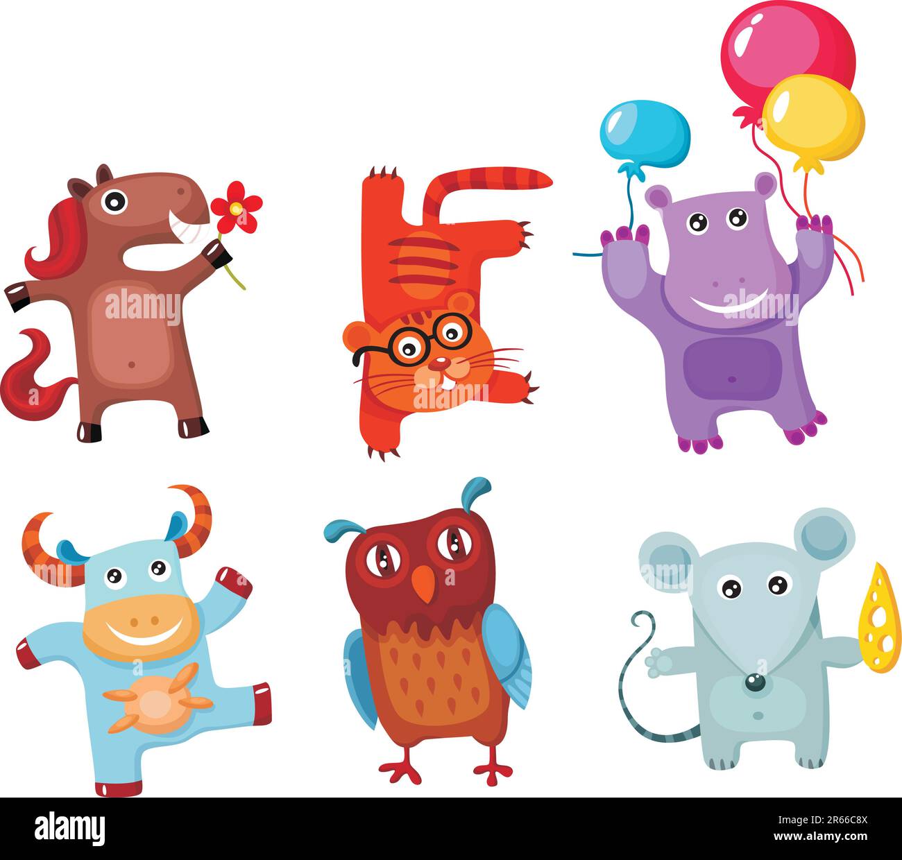 vektordarstellung eines niedlichen Tiersets Stock Vektor