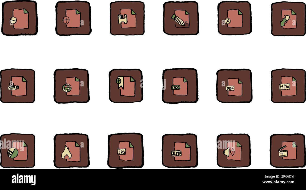 Symbole für Dokument- und Dateiformate Renaissance-Farben Stock Vektor