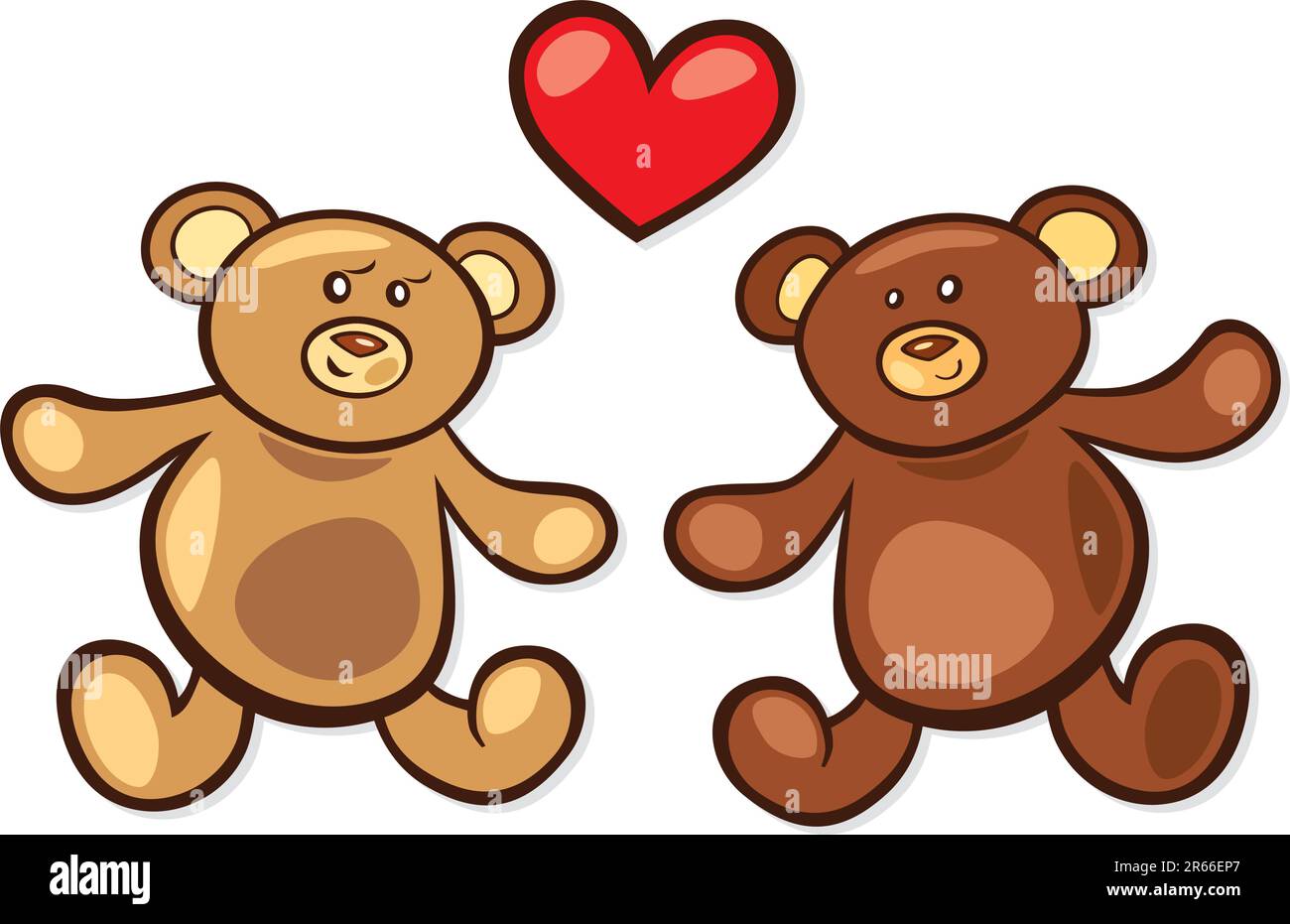 Cartoon-Vektordarstellung zweier Teddybären, die sich in das Herz verlieben Stock Vektor