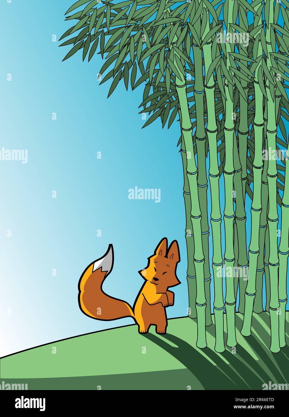 Fuchs in einem Bambuswald Stock Vektor