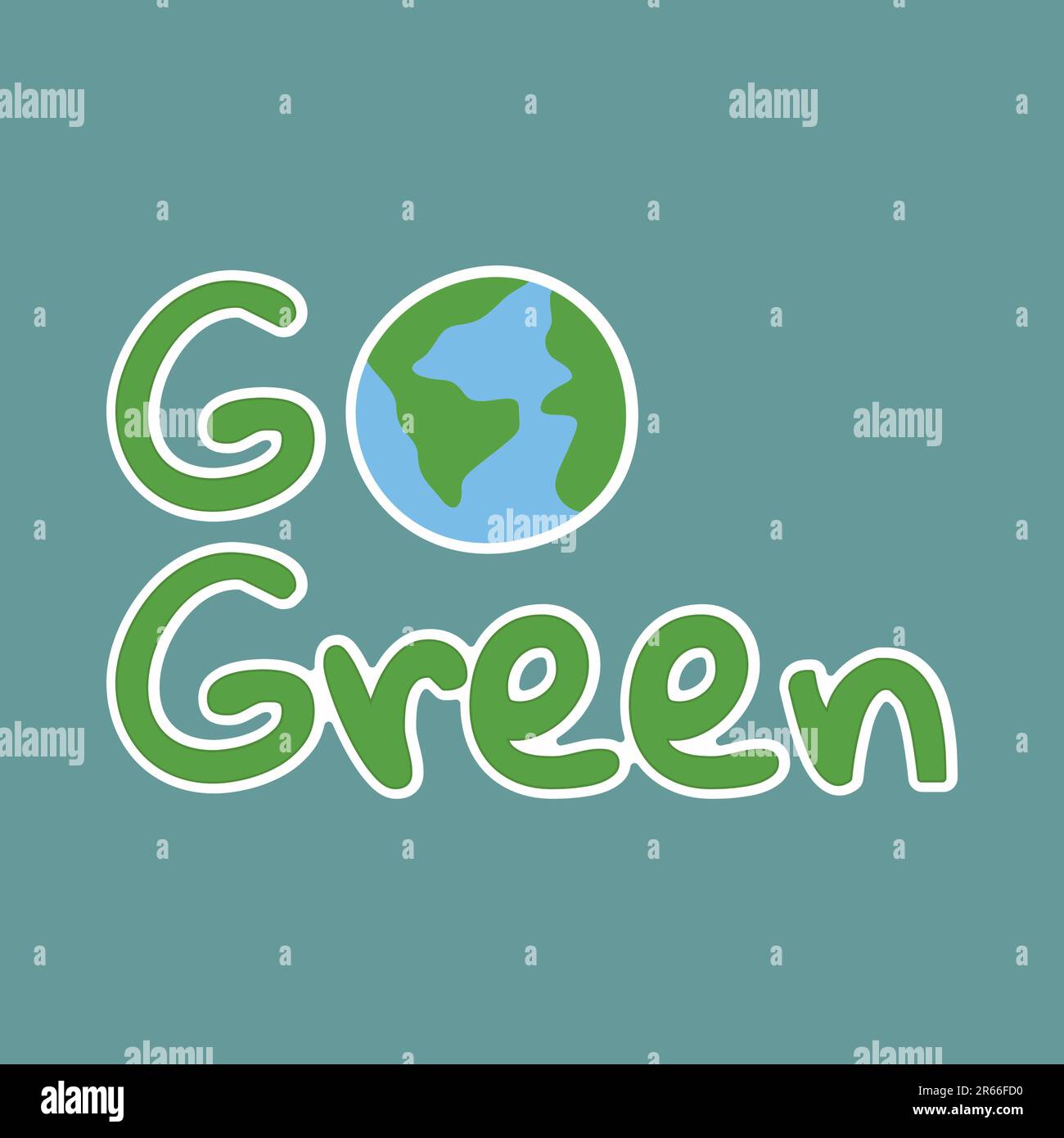 Grüne Schrift mit Erdkugel. Vektordarstellung für Ihr Design Stock Vektor