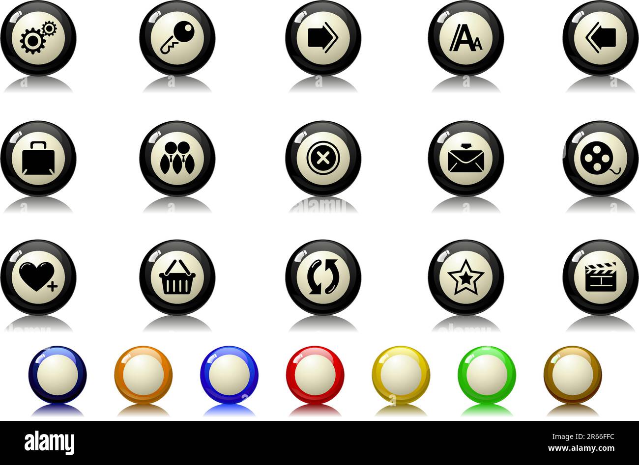 Billard-Serie mit Medien- und Publishing-Symbolen Stock Vektor