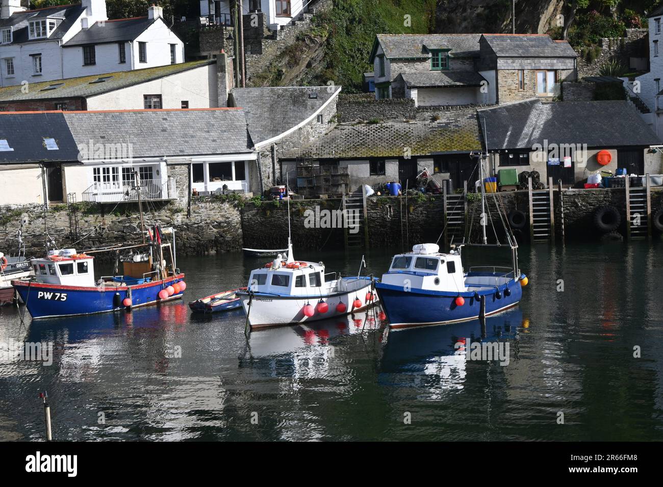 polperro Quayside, cornwell, Stockfoto