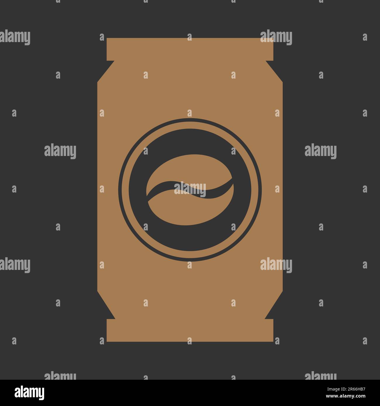 Flache schwarz-weiße mobile Anwendung – Symbol für Kaffeebohnenpapierbeutel Stock Vektor