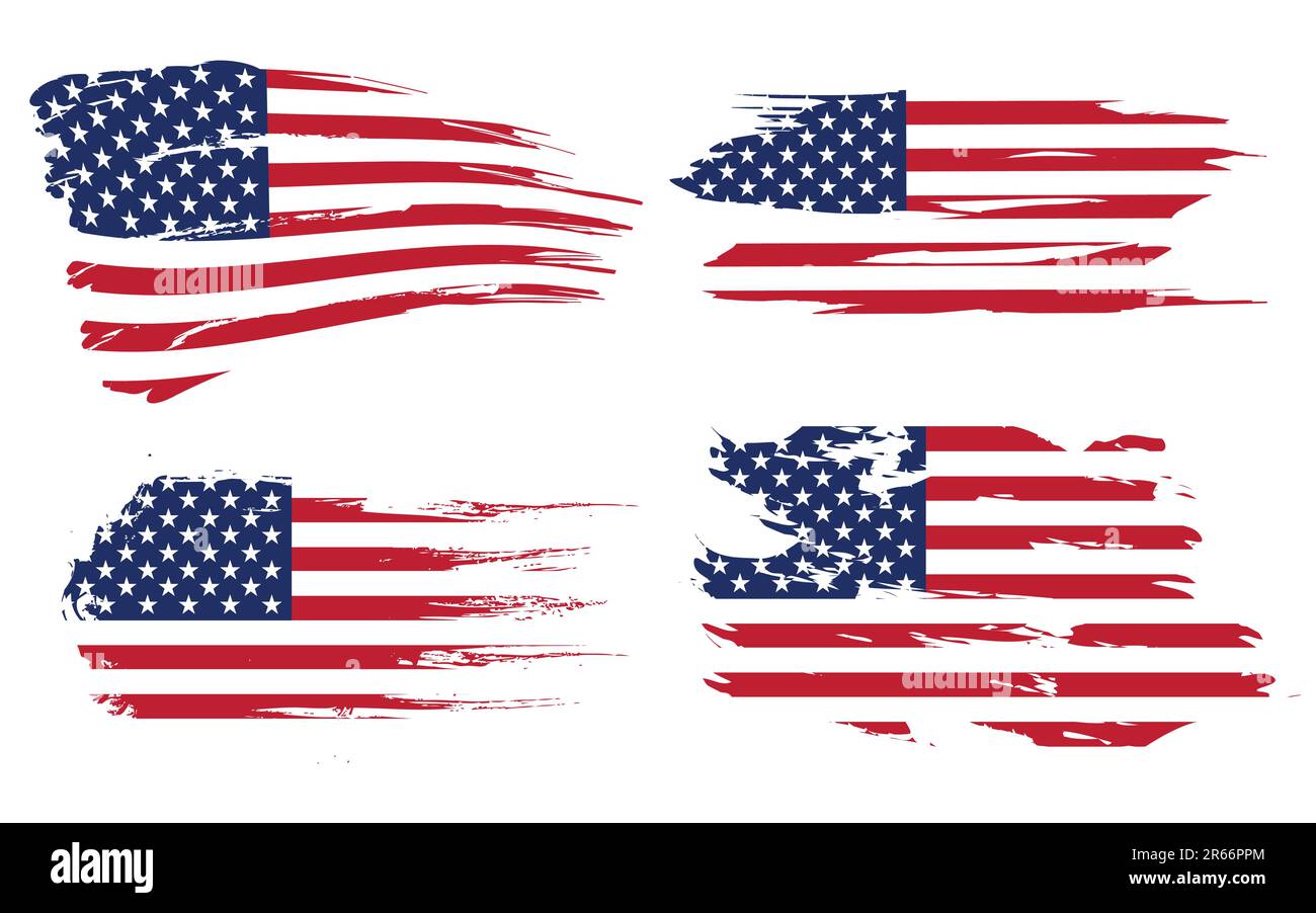Die vollständig bearbeitbare Vektordarstellung des Hintergrunds der amerikanischen Flagge kann ohne Qualitätsverlust auf jede beliebige Größe skaliert werden Stock Vektor