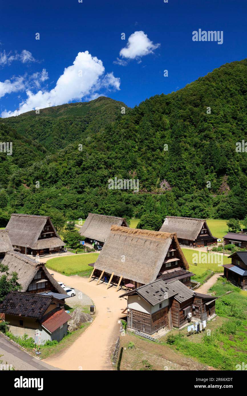 Suganuma Gasshozukuri Village bei klarem Herbstwetter Stockfoto