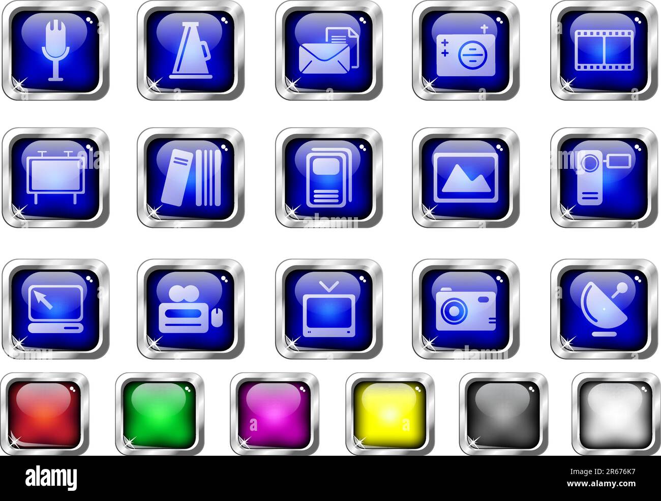 Symbole für Medien und Veröffentlichung Stock Vektor