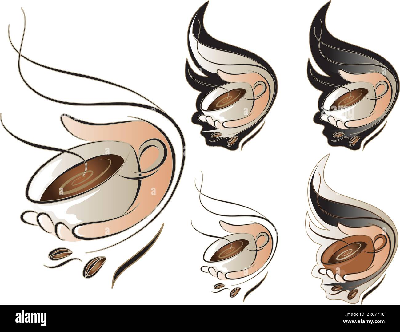 Vektordarstellung eines stilvollen, Logo-ähnlichen Kaffeezeichens isoliert auf weißem Hintergrund Stock Vektor