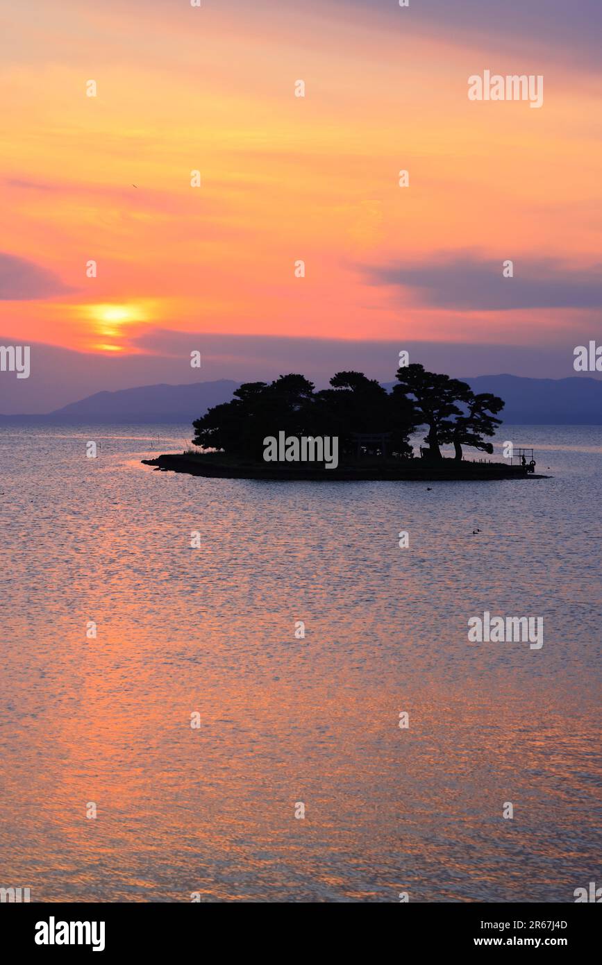 Sonnenuntergang am Shinji-See Stockfoto