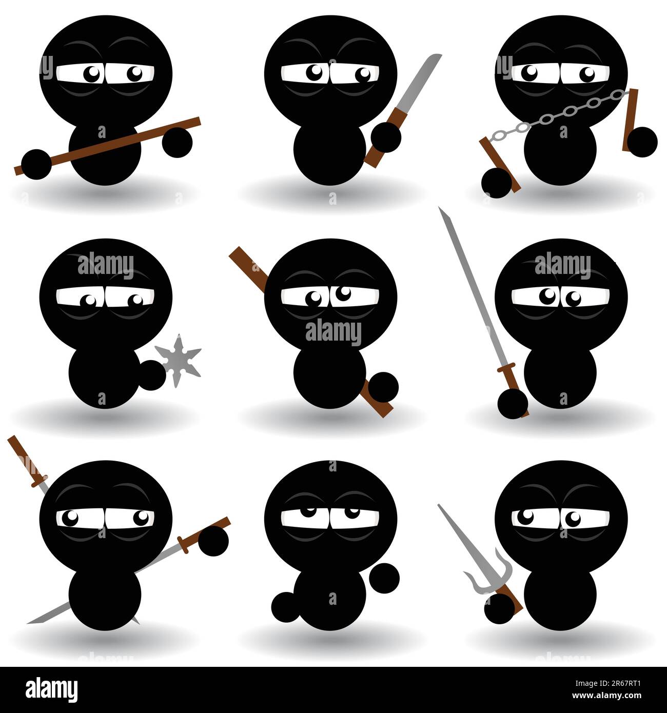 vektorset Ninjas Stock Vektor